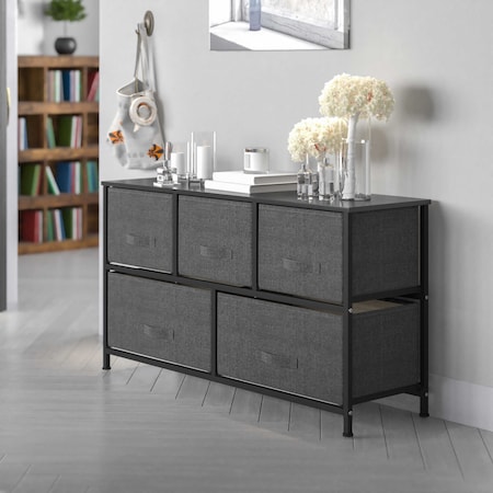 Flash Furniture Black/Gray 5 Drawer Storage Chest Organizer WX-5L206-X-BK-GR-GG